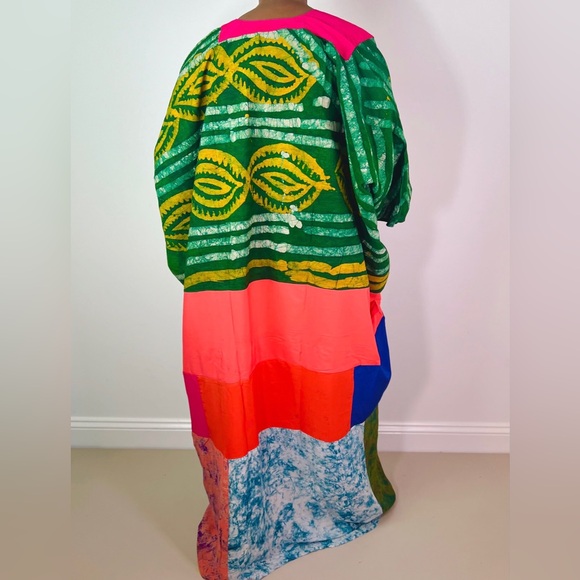 African Print Ankara Multicolor Patchwork Mixed Print Colorful Kaftan Maxi Dress - Picture 11 of 11